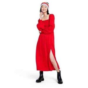 La Ligne X Target Smocked Bodice Midi Dress Red Size Small